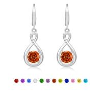 Halora Silver Birthstone Earrings for Women, Drop Dangly Rhinestone Infinity July Earrings Silver Dangling Jewellery Friendship Birthday Valentines Gifts for Her