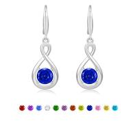 Halora Silver Birthstone Earrings for Women, Drop Dangly Rhinestone Infinity September Earrings Silver Dangling Jewellery Friendship Birthday Valentines Gifts for Her
