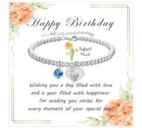 Halora Silver Bracelet for Women, 925 Sterling Silver Birthflower Bracelets March Birthstone Bracelet Friendship Jewellery Birthday Gifts for Mum Sisters Her