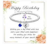 Halora Silver Bracelet for Women, 925 Sterling Silver Birthflower Bracelets September Birthstone Bracelet Friendship Jewellery Birthday Gifts for Mum Sisters Her