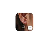 Halora Silver Earrings for Women 925 Sterling Silver Studs Hoop Earrings Stacks Hypoallergenic Small Stud Hoops Huggies Earring Sets for Multiple Piercings Jewellery Gifts Moon Diamond