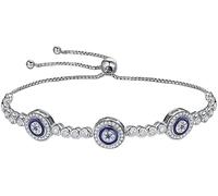 Halo's London 925 Sterling Silver Expandable Lucky Blue Evil Eye Chain Thicker Bracelets for Women