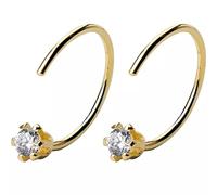 Halo's London 9ct Gold 12mm CZ Crystal Partial Hoop Earrings Gift Boxed, Plain gold hoop earrings, children's hoop earrings