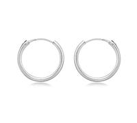 Halo's London © 9ct White Gold Plain 10mm - 20mm Hoop Sleeper Hoops/Sleepers/Earrings (14mm)
