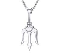 Halo's London King Neptune Poseidon Trident Pendant Necklace (Silver)