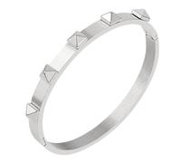Halo's London Stainless Steel Pyramid Spiked Studded Closed Bangle (silver color)