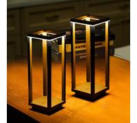 Halostorms 2 Pack Cordless Table Lamp, IP55 Waterproof, 60h Runtime Rechargeable Outdoor Table Lamp, 3 Color Stepless Dimming, Portable Battery Operated Table Lamp for Dinner/Restaurant/Bedroom/Patio