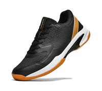 HaloTeam Tennis Shoes Mens Fashion Non Slip Running Trainers Lightweight Breathable Fitness Sport Sneakers for Badminton Squash Volleyball,5803 Black Gold,11 UK