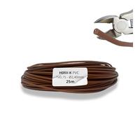 HALOTEC 25m Single Pole Cable Flexible PVC Insulation Brown 1 x 0.75mm² Single Pole Electric Cable Brown 0.75mm² Flexible Copper Cable Single Pole Cord H05V-K