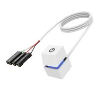 HALOULENI Desktop Switch Desktop Computer Power Switch External Remote Start PC Motherboard Power On Off Switch Button Extension Cable (Shell: white, Light: color gradient)