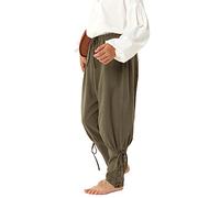Haloumoning Boys' Medieval Trousers Children's Lace-Up Trousers Cosplay Renaissance Steampunk Viking Leisure Trousers, olive green, 8-10 Years