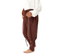 Haloumoning Boys' Medieval Trousers Children's Lace-Up Trousers Cosplay Renaissance Steampunk Viking Leisure Trousers, brown, 10-12 Years