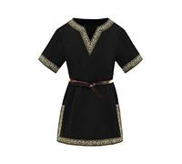 Haloumoning Boys' Medieval Tunic, Children's Cosplay T-Shirts, Costume, Halloween, Renaissance, Viking, Warrior, Knight Tops, black, 10-12 Years