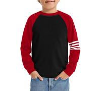 Haloumoning Boys T-Shirt Long Sleeve Colour Block Tops, Black, 10-12 Years
