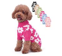 Haloumoning Dogs Sweaters Warm Floral Knitted Pullover Sweater for Puppy | Dog Turtleneck Sweater for Chihuahua, Cute Pet Warm Soft Holiday Fall Winter Clothes for Small Medium Cats and Dogs