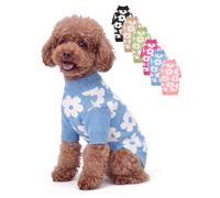 Haloumoning Dogs Sweaters Warm Floral Knitted Pullover Sweater for Puppy | Dog Turtleneck Sweater for Chihuahua, Cute Pet Warm Soft Holiday Fall Winter Clothes for Small Medium Cats and Dogs