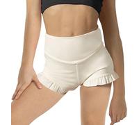Haloumoning Girls Athletic High Waisted Ruffle Shorts - Comfy Yoga Dance Workout Gymnastics White 9-10 Years