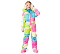 Haloumoning Girls Colorful Snowsuits Kids Hooded Jumpsuits | Waterproof Ski Suits,Winter Coveralls,One Piece Suit, Fleece-Lined