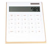 HaloVerde 10-digit desktop calculator with an easy to read tilted LCD display, a dual power solar calculator with battery backup making it a great business office home calculator (White)