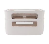 HaloVerde 2 Layer Cable Management Box with Removable Cover for Desktop and Entertainment Center a Modem Router Cover Hider for Organized Wires in HIPS Material