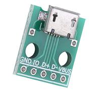 HaloVerde 5 Pin Micro USB Board with standard socket for integration. This Micro USB to DIP Adapter exposes VBUS D+ D- ID and GND pins for breadboard and DIY projects,