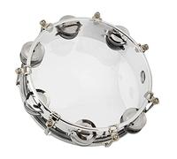 HaloVerde 8 inch Tambourine with Double Row Jingle Bells for Studio Recording/Stage Shows, Adjustable Tone Handheld Drum for Rich Consistent Percussion Sounds (Transparent)