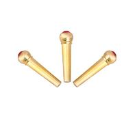HaloVerde Acoustic Guitar Bridge Pins, Set of 6 Brass Guitar Bridge Pins with Crystal Glass Dot Inlay, Replacement Parts for 6 String Folk Guitars Instrument (Red)
