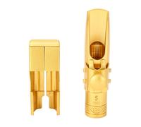 HaloVerde Brass Alto Sax Mouthpiece with 5C Specification for a Balanced and Clear Tone, Complete with Cap and Ligature, for Eb Alto Saxophones and Players