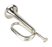 HaloVerde Easy Play C Key Brass Trumpet, Military Style Bugle with Mouthpiece - Excellent for Beginner Musicians and Marching Bands (Silver)