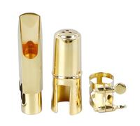 HaloVerde Gold Color Alto Saxophone Mouthpiece with Protective Cap for Professional Gigs and Studio Sessions, Enhancing Sound Clarity and Projection with Durable Metal (7 salidas de aire)