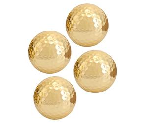 HaloVerde Golden Golf Balls 4pc set with high visibility coating for shot tracking, these Double Layer Golf Balls are a durable Portable Golf Ball Accessory for training