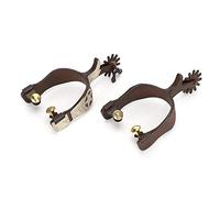 HaloVerde Horse Spurs with Antique Brown Finish, Hand Carved Western Boot Spurs for Men and Women featuring Rotating Gears for Equestrian Training Communication
