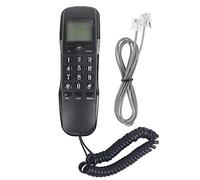 HaloVerde Mini Landline Phone LCD Display showing date and time, a compact Hotel Landline Telephone that also works as a Landline Phone for Home Office use (Black)