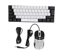 HaloVerde Multi Color LED Backlit Keyboard and Mouse Combo with 61 Key Compact Form Factor, Ergonomic Mechanical Feel Keys for PC/Laptop/Tablet for Gaming (White Center Black Frame)