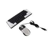 HaloVerde Multi Color LED Backlit Keyboard and Mouse Combo with 61 Key Compact Form Factor, Ergonomic Mechanical Feel Keys for PC/Laptop/Tablet for Gaming (Black Center White Frame)