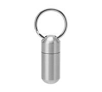 HaloVerde Outdoor Travel Capsule Case for one dose Pills and a Stainless Steel Keychain Pill Holder for Medication Management, a Secure EDC Stainless Steel Container
