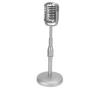 HaloVerde Retro Microphone Prop designed for creators and studios, a classic non working Old Fashioned Microphone Model for photoshoots, parties, and desktop display (Silver)