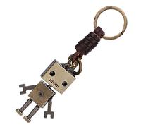 HaloVerde Robot Pendant Charm on a Leather Robot Keyring, This Hand Woven Key Chain is a Thoughtful Present for Birthdays, Graduations, and Anniversaries
