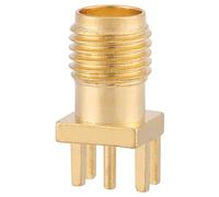 HaloVerde SMA Female Connector PCB Mount (Pack of 10) Brass SMA Female Jack Base for RF Applications and Module asta Sockets, Straight Type Vertical Through Hole Jack