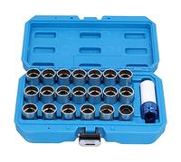 HaloVerde Wheel Lock Nut Key Set, 21 Piece Chrome Vanadium Steel Wheel Lock Removal Kit with Sockets 41-60 and 17mm Sleeve for Professional Car Maintenance