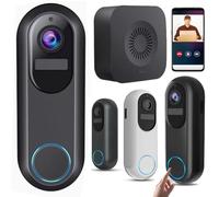 Halovision Doorbell Camera, 360° View & 120-Day Battery Life, 2K Wireless Doorbell，AI Human Detection, Night Vision, Two-Way Talk，Long-Lasting Dual Battery System (black,64GB)