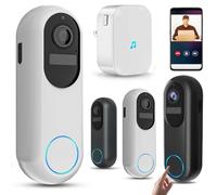 Halovision Doorbell Camera, 360° View & 120-Day Battery Life, 2K Wireless Doorbell，AI Human Detection, Night Vision, Two-Way Talk，Long-Lasting Dual Battery System (white,32GB)