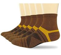 HaloYIYI Men's 5 Pack Athletic Ankle Quarter Socks Performance Cotton Breathable Sport Low Cut Brown Socks (Brown, 10-13, US Men's Shoe Size 6-11)