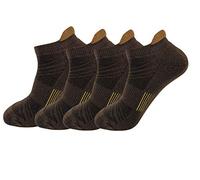 HaloYIYI Men's Ankle Athletic Performance Cotton Breathable Moisture Wicking Cushioned Low Cut Sport Running Tab Socks (Coffee, L)