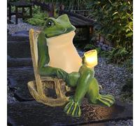 halp·ssfm Miniature Frog Garden Statue Solar Light Outdoor Decor Frog Figurine for Outdoor Indoor Home Lawn Yard Balcony Porch Patio for Women Mom Grandma 3.74"x2.75"x3.93"