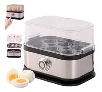 Halreactody Smart Egg Cooker with Auto Shut, 2025 Upgraded Multifunctional Stainless Steel Egg Cooker, Rapid Egg Cookers Electric 6 Eggs Capacity, Knob Controled Auto Shut-Off Function