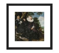 Hals Couple Isaac Abrahamsz Massa Beatrix Van Der Laen 8X8 Inch Square Wooden Framed Wall Art Print Picture with Mount Artery8 Black One Size