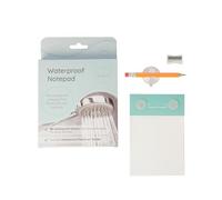 Halsa Waterproof Shower Notepad - 80 Sheet Tear-Off Pad with Pencil, Sharpener & Suction Cups - Waterproof Paper Notebook for Shower, Bath, Rain - All Weather Writing Pad