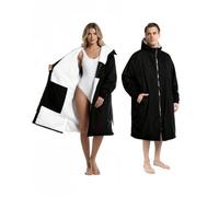 HALSHACLA Waterproof Changing Robe Adults Warm Upgraded Waterproof Pocket and Inner Pocket Windproof Changing Robe for Swimming Surfing Water Sports Black