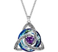 Halskette mit keltischem Triquetra-Knoten und Geburtsstein für Damen | Halskette mit Triquetra-Anhänger (keltischer Knoten) und Kristall - Schmuck für Damen, Geburtstagsgeschenk, Zirkonia
